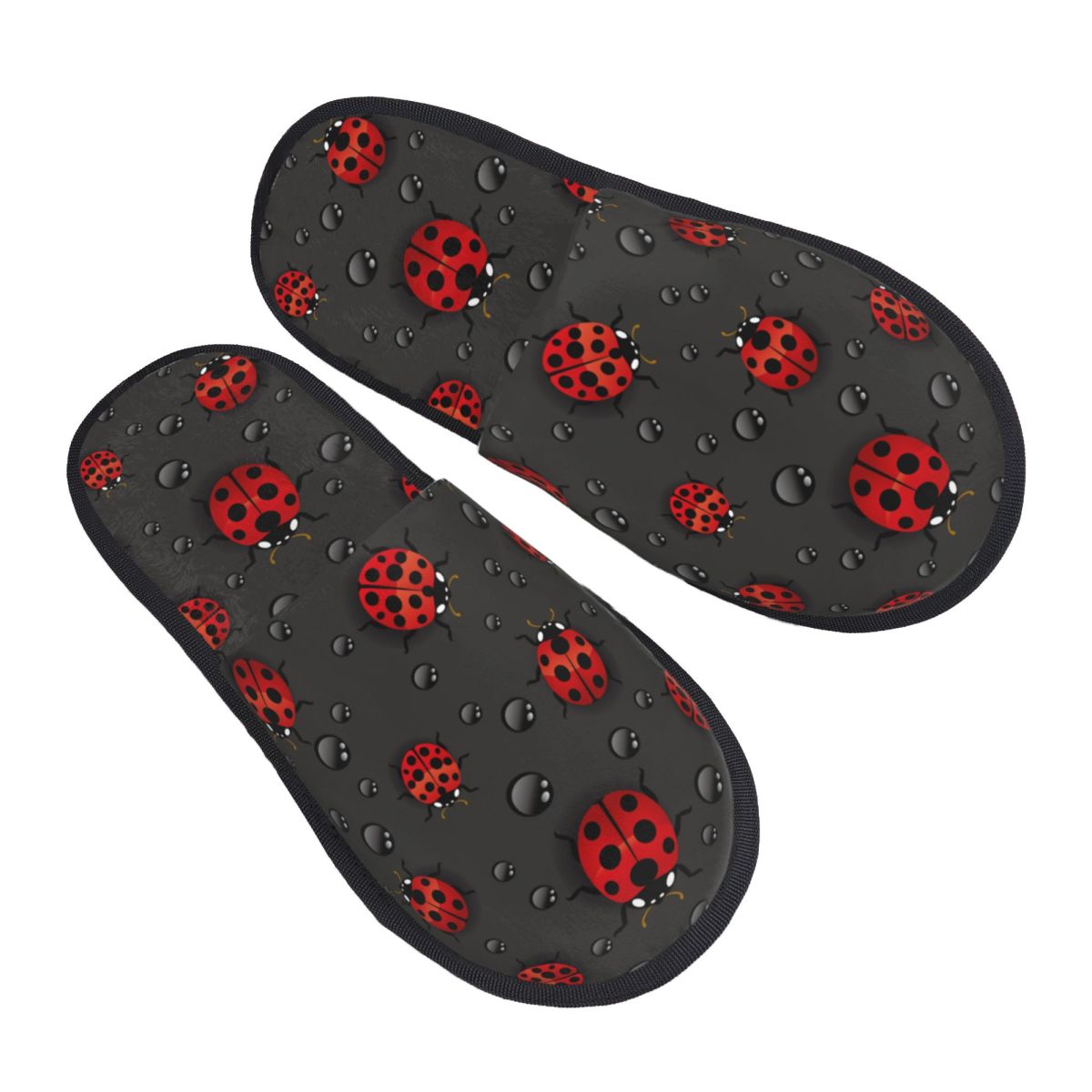 Men Shoes Red - Plush Indoor Slippers Red Ladybugs With
