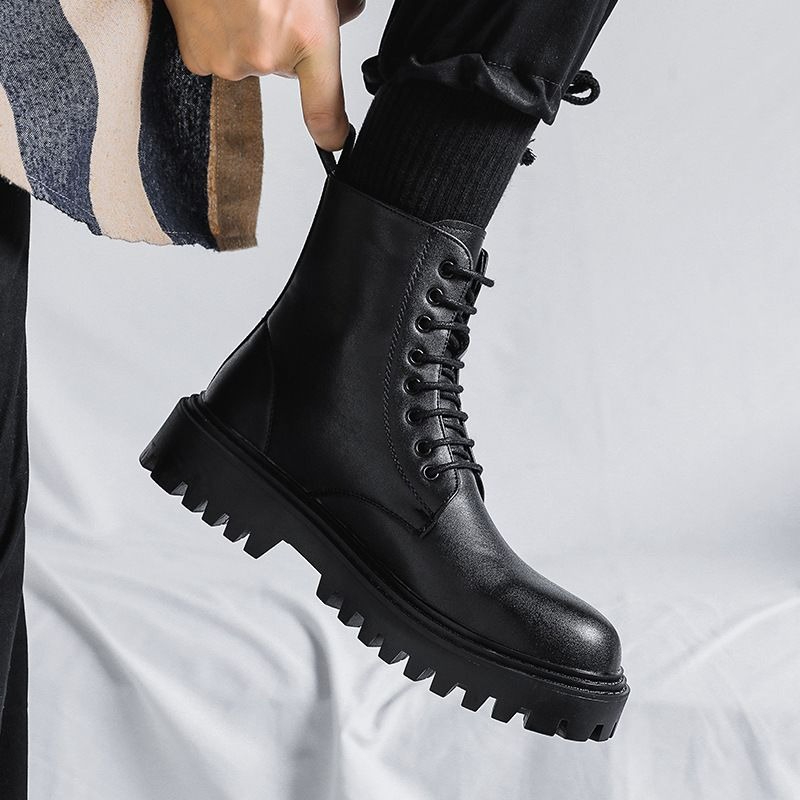Men High Top Leather Boots Fas - Men'S Shoes To Increase Height 评论和价格