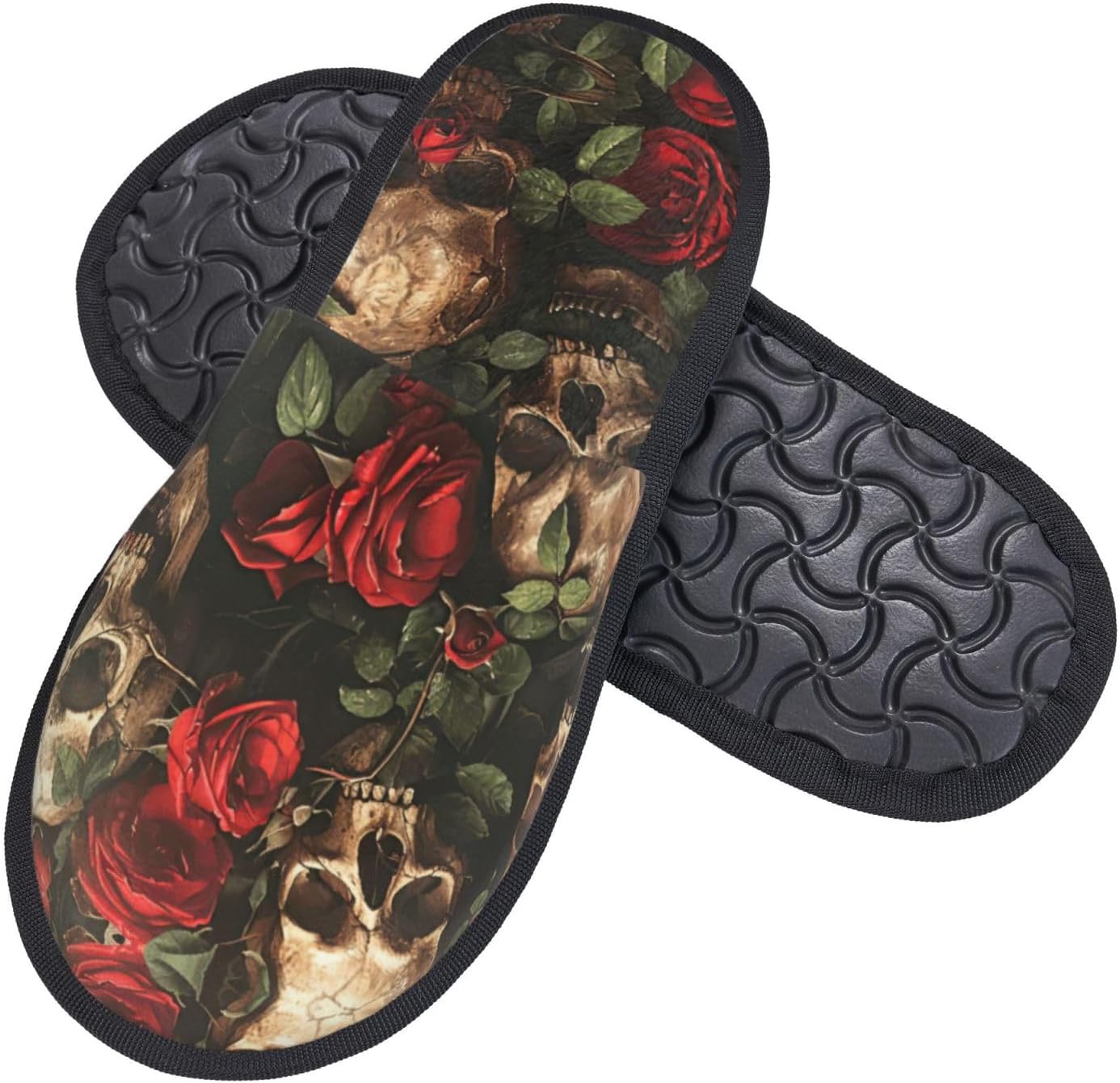 Skull and Red Rose printing Fa - Men Shoes Red 评论和价格