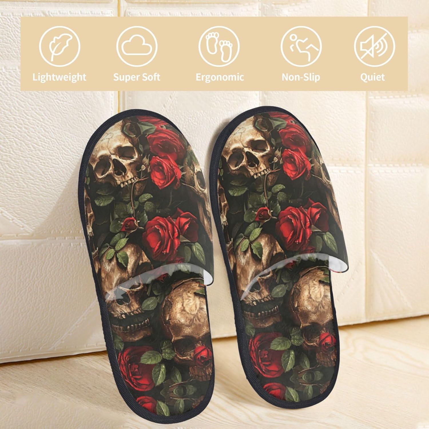 Skull and Red Rose printing Fa - Men Shoes Red 评论和价格