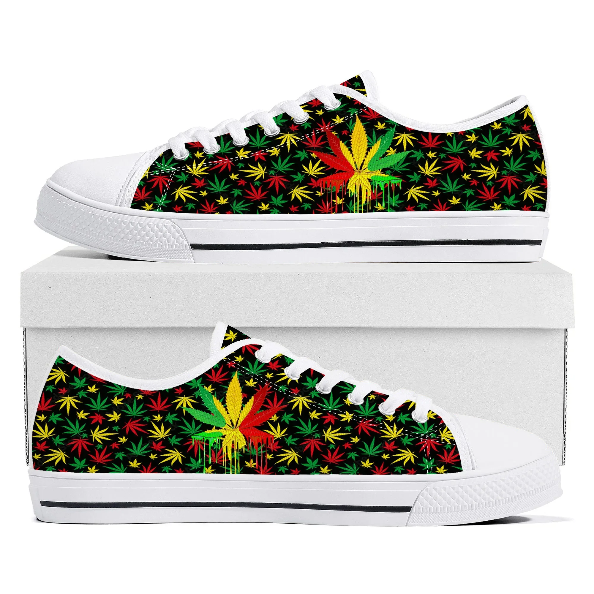 Leaf Weed Rasta Marijuana Red  - Men Shoes Red 评论和价格