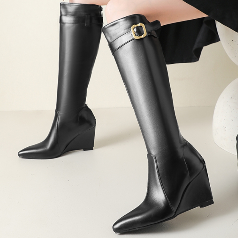Wedges Knee High Boots Women F - Men Shoes Elegant 评论和价格