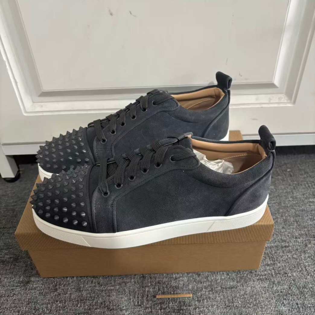 Gray Flannel Leather Red Sole  - Men Shoes Red 评论和价格