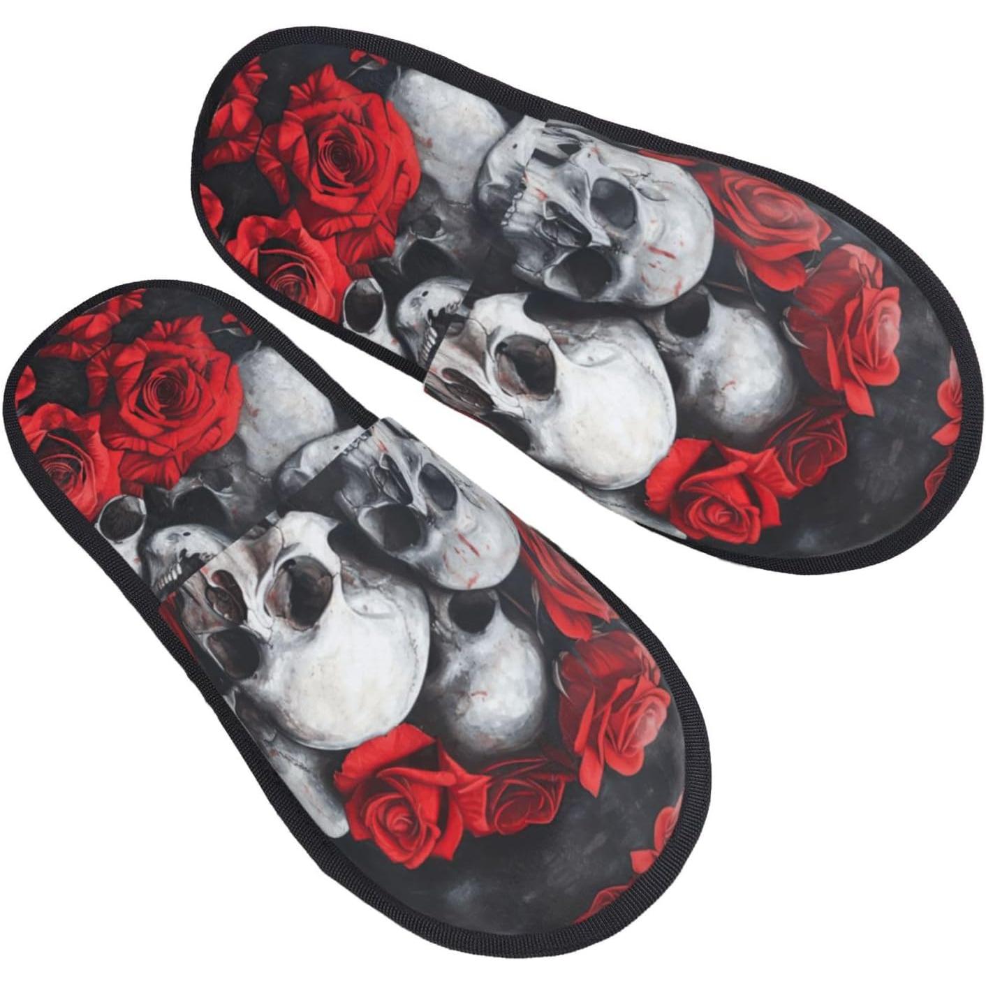 Skull and Red Rose printing Fa - Men Shoes Red 评论和价格