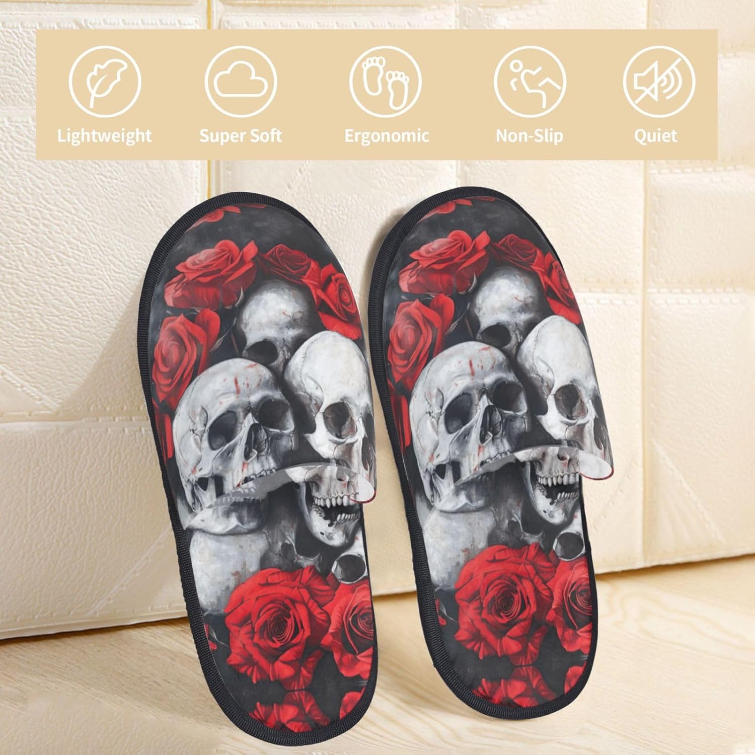 Skull and Red Rose printing Fa - Men Shoes Red 评论和价格