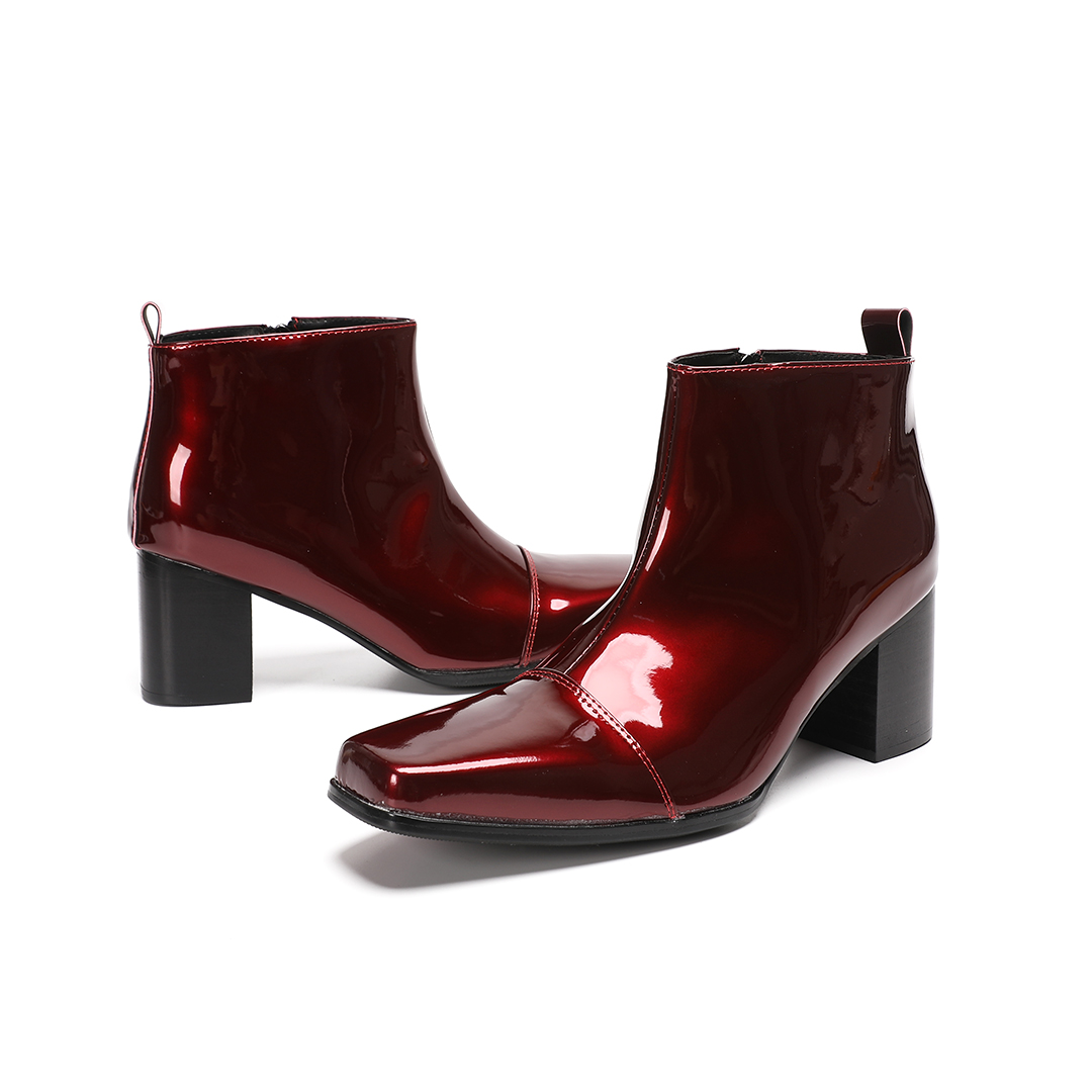 Male Red Genuine Leather High  - Men Shoes Red 评论和价格