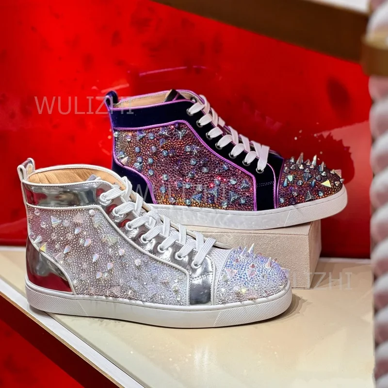 Dark Purple Crystal Rivet Men  - Men Shoes Red 评论和价格